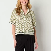 Worthington Womens Short Sleeve Camp Shirt