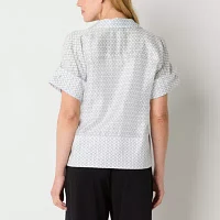 Worthington Womens Short Sleeve Regular Fit Button-Down Shirt