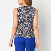 Black Label by Evan-Picone Womens Keyhole Neck Sleeveless Blouse