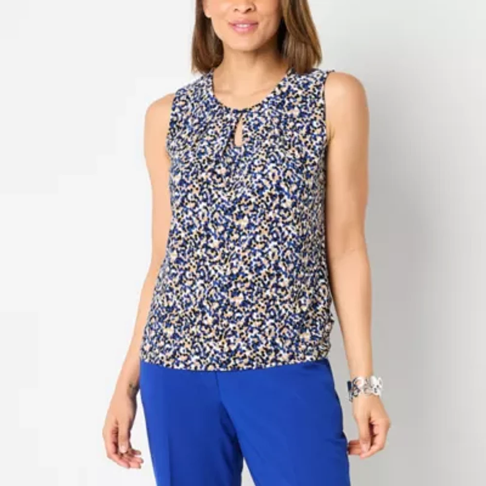 Black Label by Evan-Picone Womens Keyhole Neck Sleeveless Blouse