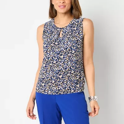Black Label by Evan-Picone Womens Keyhole Neck Sleeveless Blouse