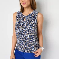 Black Label by Evan-Picone Womens Keyhole Neck Sleeveless Blouse