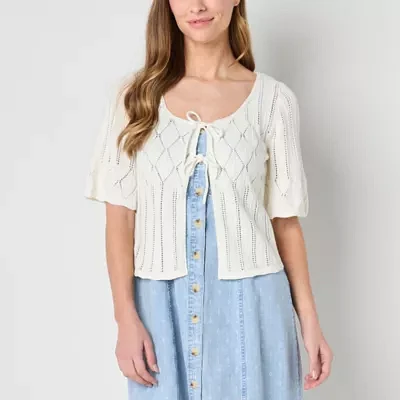 Frye and Co. Womens Elbow Sleeve Tie Cardigan