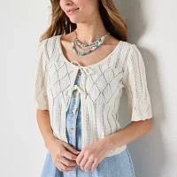 Frye and Co. Womens Elbow Sleeve Tie Cardigan