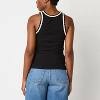 a.n.a Crochet Trim Womens Crew Neck Sleeveless Tank Top