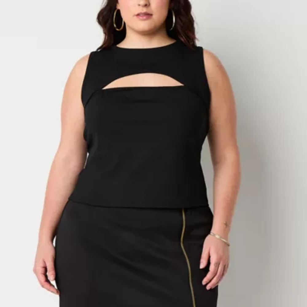 Bold Elements Plus Womens Crew Neck Sleeveless Blouse