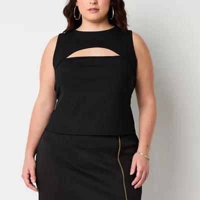 Bold Elements Plus Womens Crew Neck Sleeveless Blouse