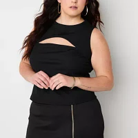 Bold Elements Plus Womens Crew Neck Sleeveless Blouse