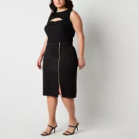 Bold Elements Womens Midi Pencil Skirt-Plus