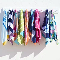 Outdoor Oasis Cabana Stripe Fushia & Coral Beach Towel