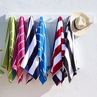Outdoor Oasis Cabana Stripe Blue & Mint Beach Towel
