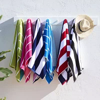 Outdoor Oasis Cabana Stripe Aqua & Chartreuse Beach Towel