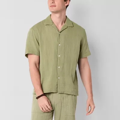 Arizona Mens Short Sleeve Button-Down Shirt