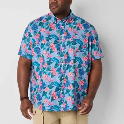 St. John's Bay Breathable Performance Big and Tall Mens Easy-on + Easy-off Adaptive Classic Fit Short Sleeve Button-Down Shirt