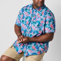 St. John's Bay Breathable Performance Big and Tall Mens Easy-on + Easy-off Adaptive Classic Fit Short Sleeve Button-Down Shirt