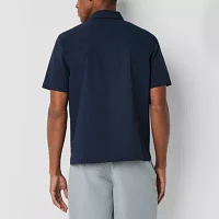 Stylus Mens Short Sleeve Mesh Woven Button-Down Shirt
