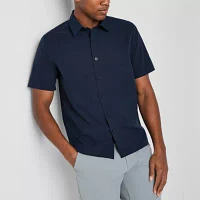 Stylus Mens Short Sleeve Mesh Woven Button-Down Shirt