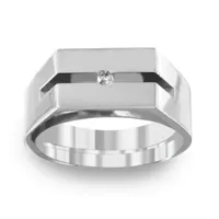 Mens Diamond Accent White Titanium Fashion Ring