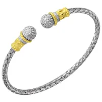 Paris 1901 By Charles Garnier Womens White Cubic Zirconia Sterling Silver 18K Gold Over Silver Cuff Bracelet