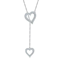 Womens Lab Created Sapphire Sterling Silver Heart Pendant Necklace