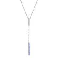 Womens Diamond Accent Lab Created Blue Sapphire Sterling Silver Y Necklace