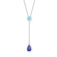 Womens Lab Created Blue Sapphire Sterling Silver Y Necklace