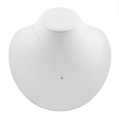 Womens Lab Created Sapphire Sterling Silver Pendant Necklace