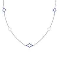 Womens Lab Created Sapphire Sterling Silver Pendant Necklace