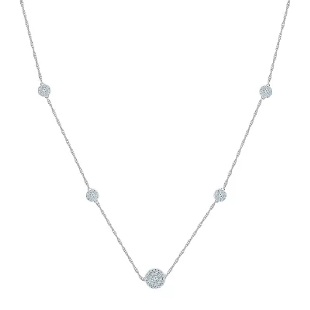 Womens Lab Created White Sapphire Sterling Silver 18 Inch Pendant Necklace