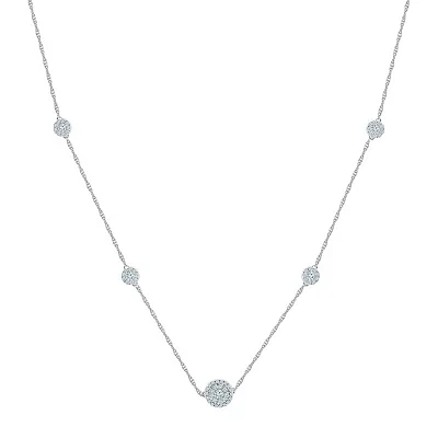 Womens Lab Created White Sapphire Sterling Silver 18 Inch Pendant Necklace
