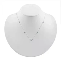 Womens Lab Created White Sapphire Sterling Silver 18 Inch Pendant Necklace