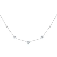 Womens Diamond Accent Lab Created Sapphire Sterling Silver Heart Pendant Necklace