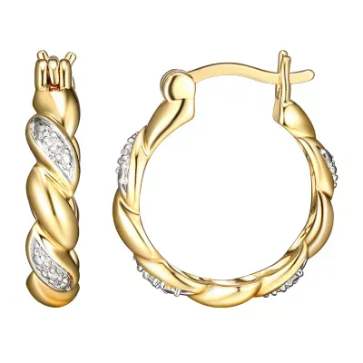 Sparkle Allure Diamond Accent 18K Gold Over Brass Curved Hoop Earrings