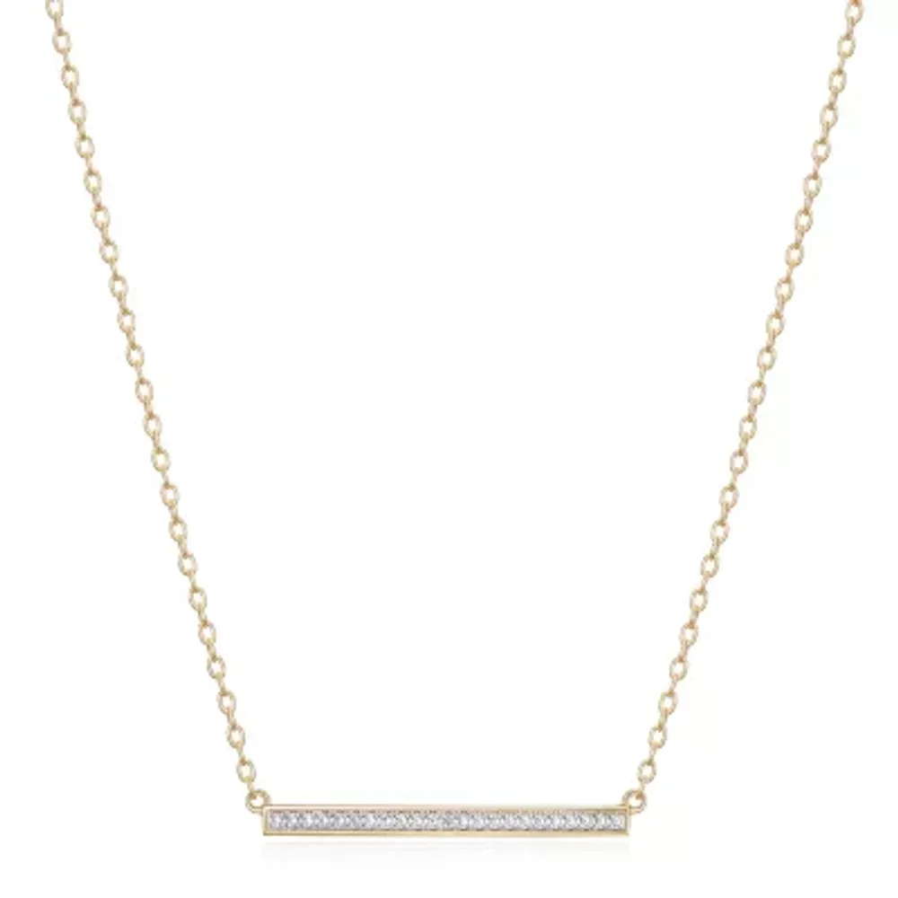 Sparkle Allure Diamond Accent 18K Gold Over Brass 18 Inch Cable Rectangular Pendant Necklace