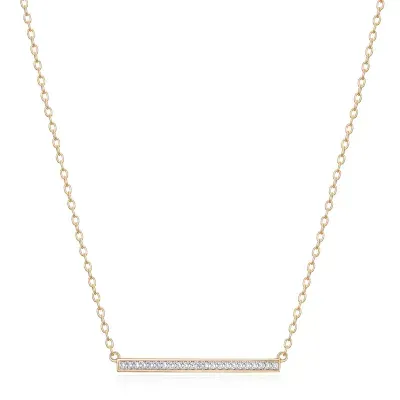 Sparkle Allure Diamond Accent 18K Gold Over Brass 18 Inch Cable Rectangular Pendant Necklace
