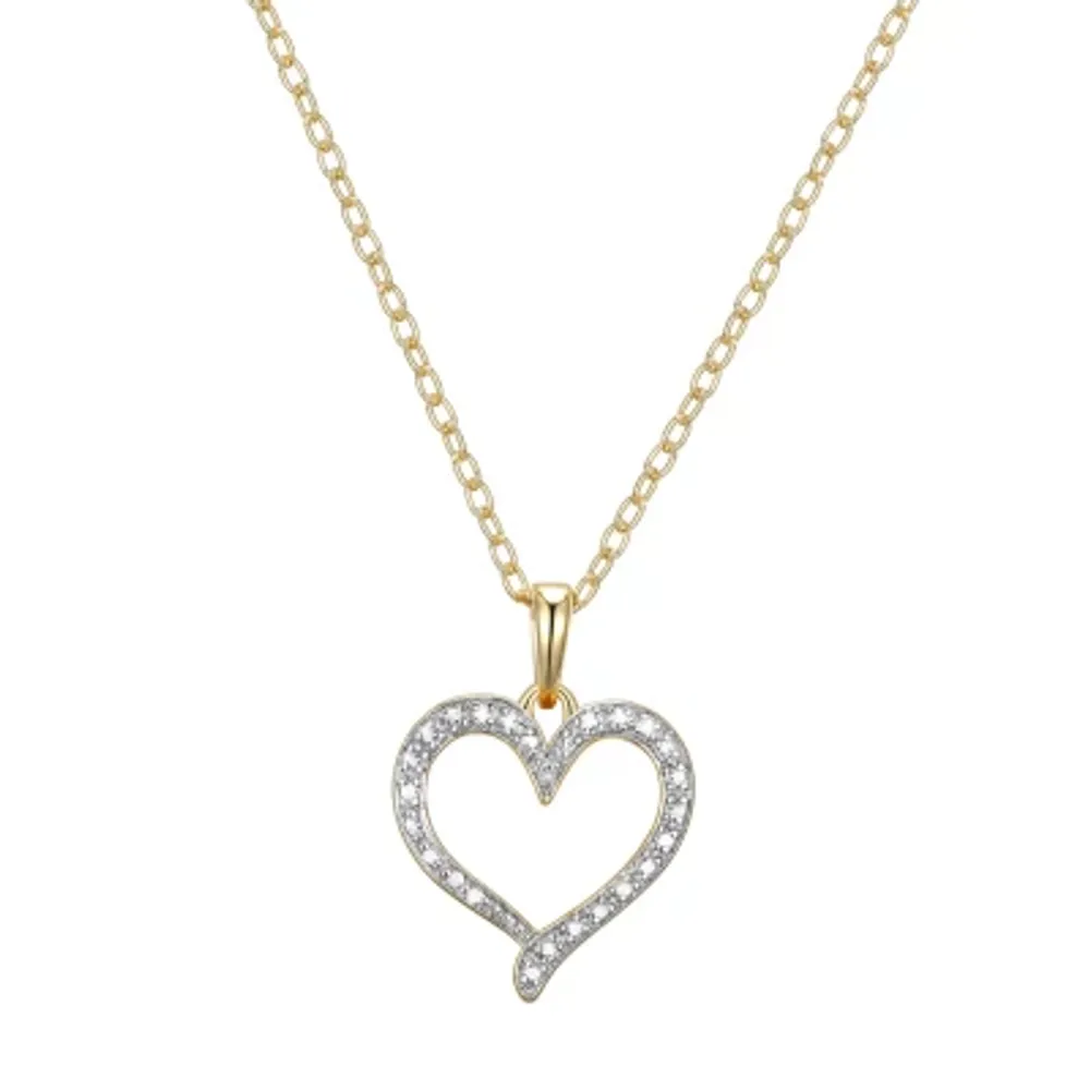 Sparkle Allure Internet Catalog Diamond Accent 18K Gold Over Brass 18 Inch Cable Heart Pendant Necklace