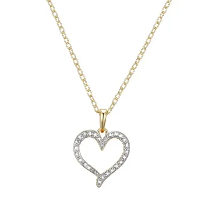 Sparkle Allure Internet Catalog Diamond Accent 18K Gold Over Brass 18 Inch Cable Heart Pendant Necklace