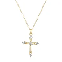 Sparkle Allure Internet Catalog Diamond Accent 18K Gold Over Brass 18 Inch Cable Cross Pendant Necklace