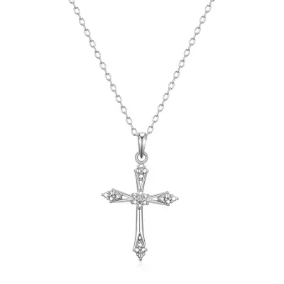 Sparkle Allure Diamond Accent Pure Silver Over Brass 18 Inch Cable Cross Pendant Necklace