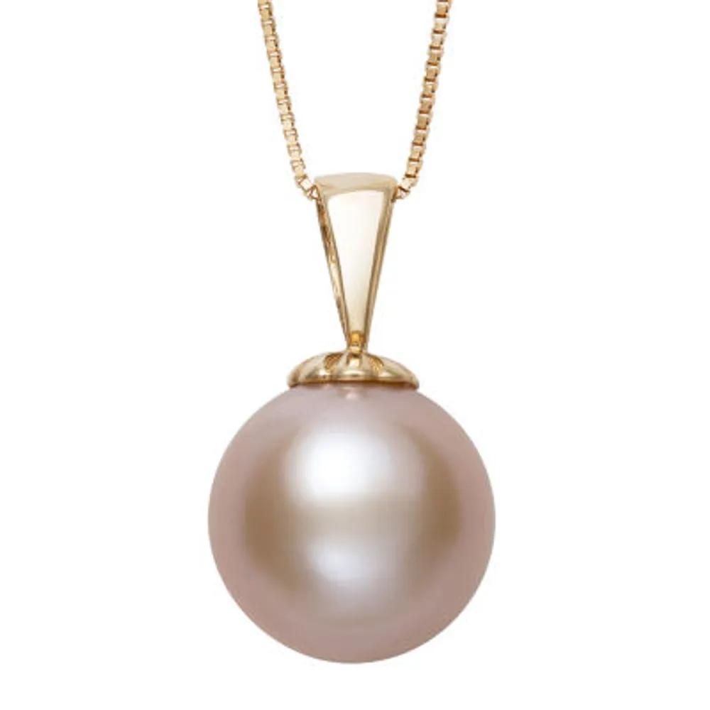 Womens Cultured Freshwater Pearl 14K Gold Pendant Necklace