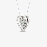 Womens Lead Glass-Filled Red Ruby 10K Rose Gold Heart Pendant Necklace