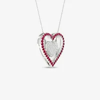 Womens Lead Glass-Filled Red Ruby 10K Rose Gold Heart Pendant Necklace