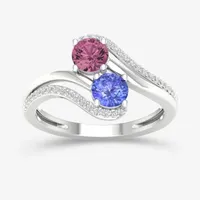 Womens Genuine Purple Tanzanite 10K Gold Round Cocktail Ring