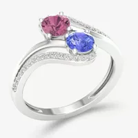 Womens Genuine Purple Tanzanite 10K Gold Round Cocktail Ring