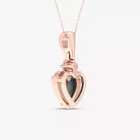 Womens Diamond Accent Genuine Opal 10K Gold Heart Pendant Necklace