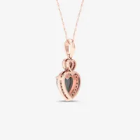 Womens Genuine Opal & 1/ CT. T.W. Genuine Diamond 10K Gold Heart Pendant Necklace