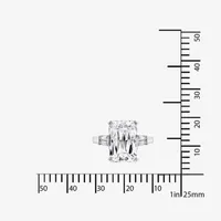 DiamonArt® Womens White Cubic Zirconia Sterling Silver Rectangular Engagement Ring