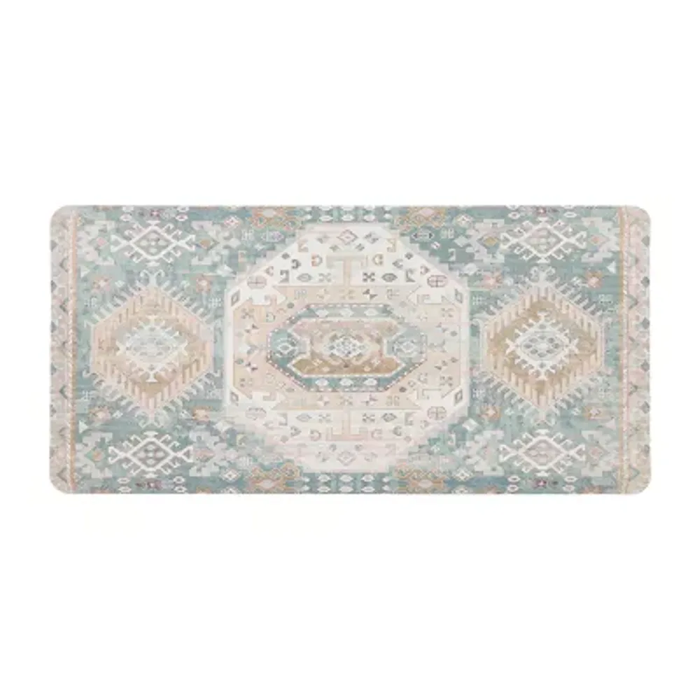 World Rug Gallery Modern Large Floral Anti Fatigue Standing Mat - Blue  18x30