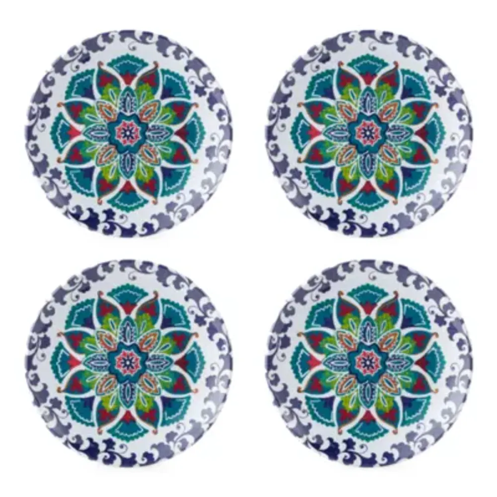 Distant Lands Set Of 4 Melamine Medallion Dishwasher Safe Salad Plate