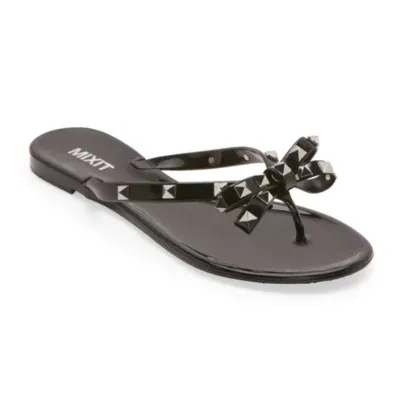 Mixit Womens Studded Bow Flip-Flops